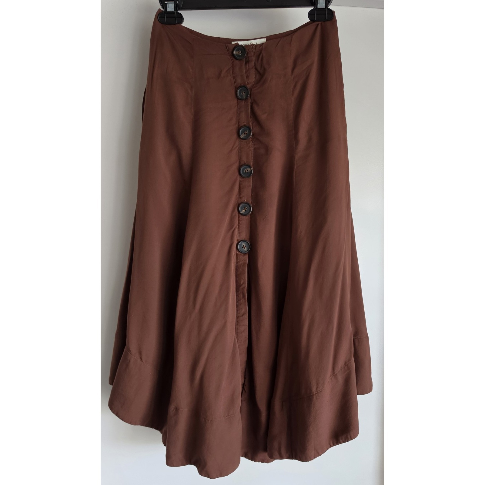 Anna Nata Women's Courtney Skirt Xsmall Sepia Brown Modal Earthy Midi Retro